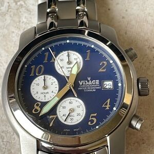Visage men battery water resistant 3atm titanium chronograph w/date